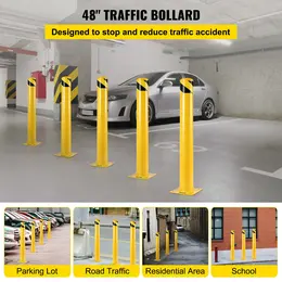 VEVOR Steel Safety Bollard, Yellow, with 4 Anchor Bolts