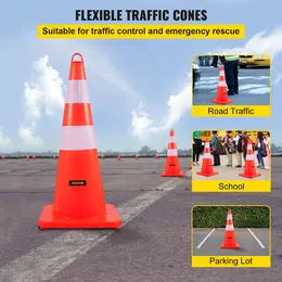 VEVOR 10-Pack Orange PVC Traffic Cones, Reflective, Weighted Base