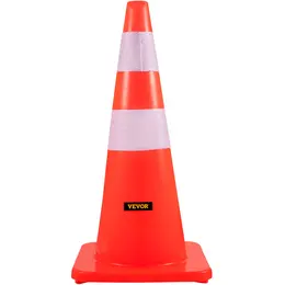 VEVOR 12-Pack PVC Orange Traffic Cones with 2 Reflective Collars and Weighted Base