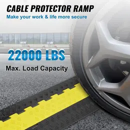 VEVOR 2 Channel Cable Protector Ramp 22000 Lbs Load TPU Wire Cable Cover Ramp