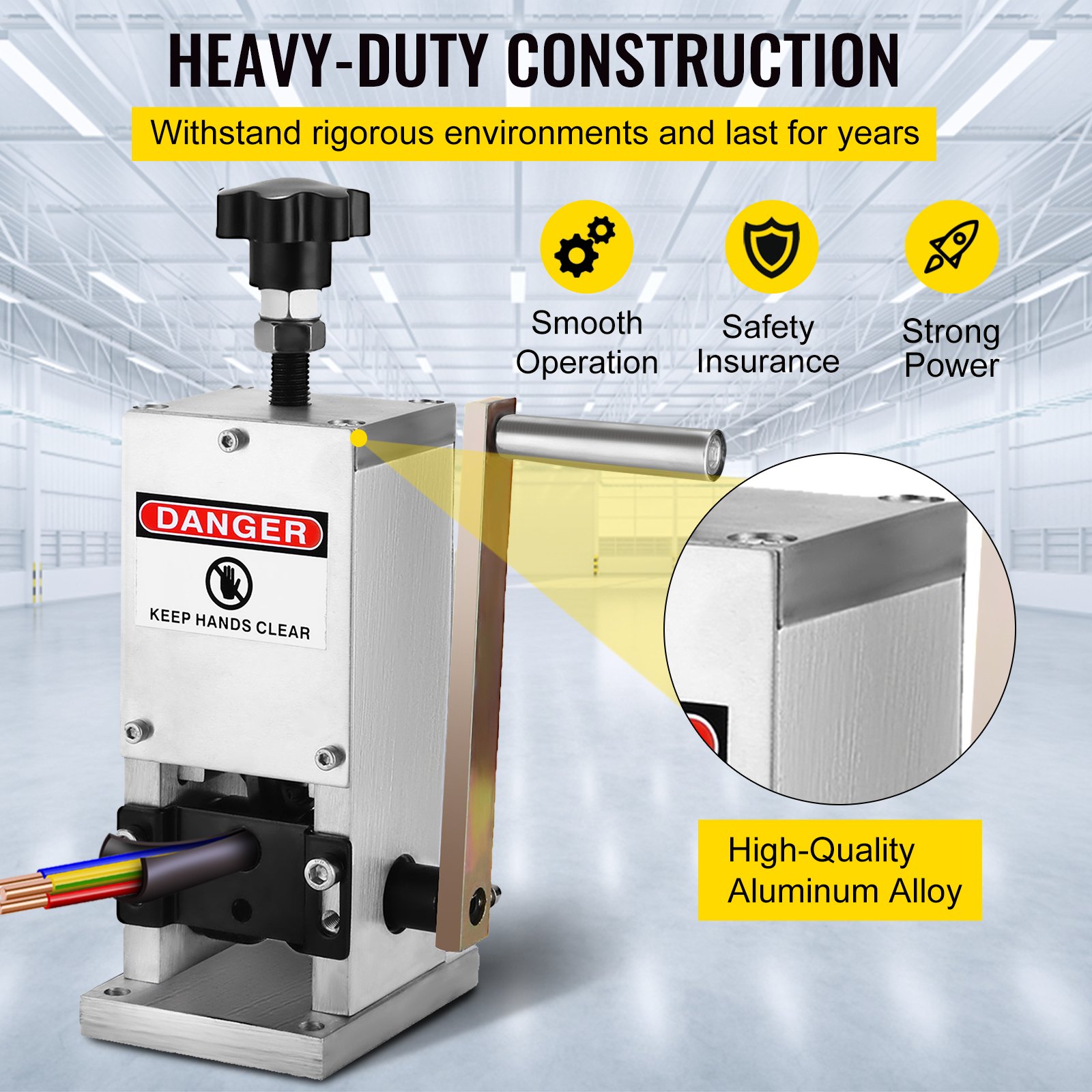 Main product image of VEVOR Manual Wire Stripping Machine 0.06-0.98 Inches, Wire Stripper Machine With Hand Crank Portable, Wire Stripping Tool Aluminum Construction,for Scrap Copper Recycling