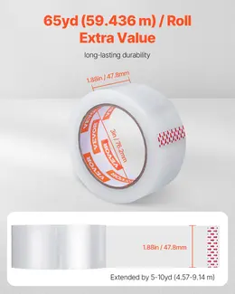 Clear Packing Tape 18 Rolls 65 Yards Heavy Duty Clear Packing Tapes 2.7 Mil