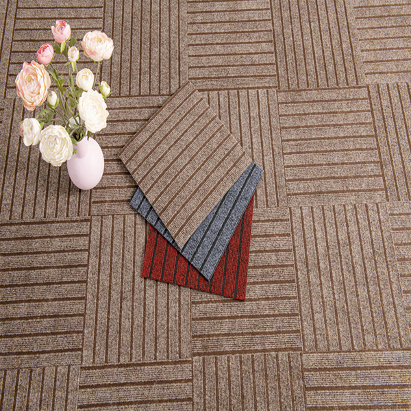 Seven Stripe Self-adhesive Carpet Floor Mat, Brown One Piece