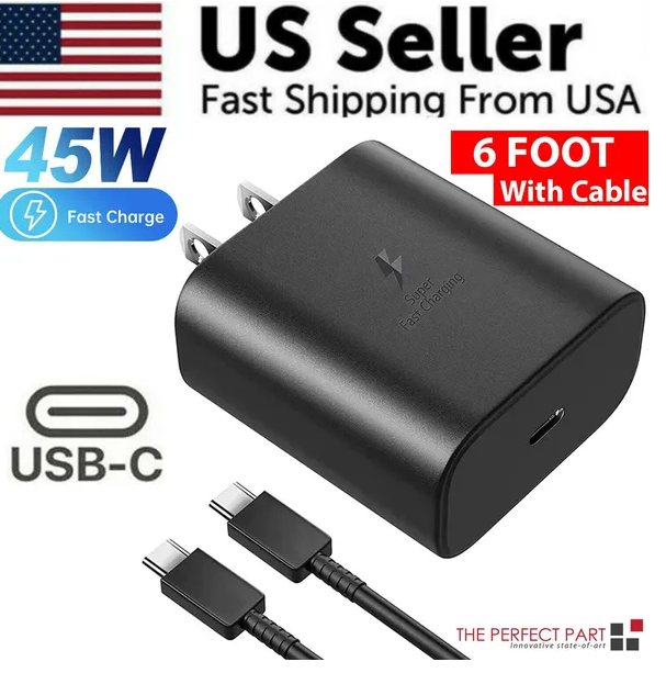 Main product image of 45W USB-C Wall Charger with 6FT Cable for Galaxy S20-S23