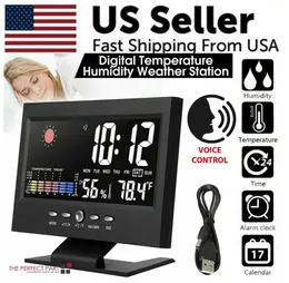 Product image of LED Digital Alarm Clock with Snooze, Calendar, Thermometer, Hygrometer
