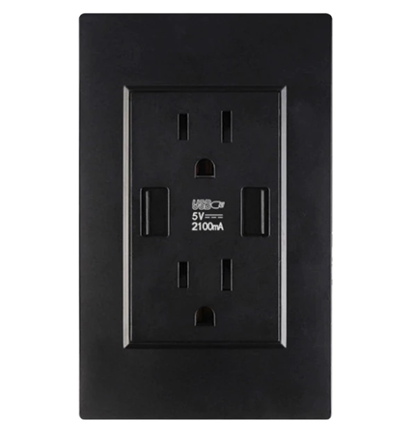 Main product image of Dual USB Wall Outlet Port 15A Power Socket Charger AC Receptacle Plate Panel 110
