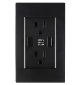 Product image of 15A Dual USB Wall Receptacle, 110V AC Outlet