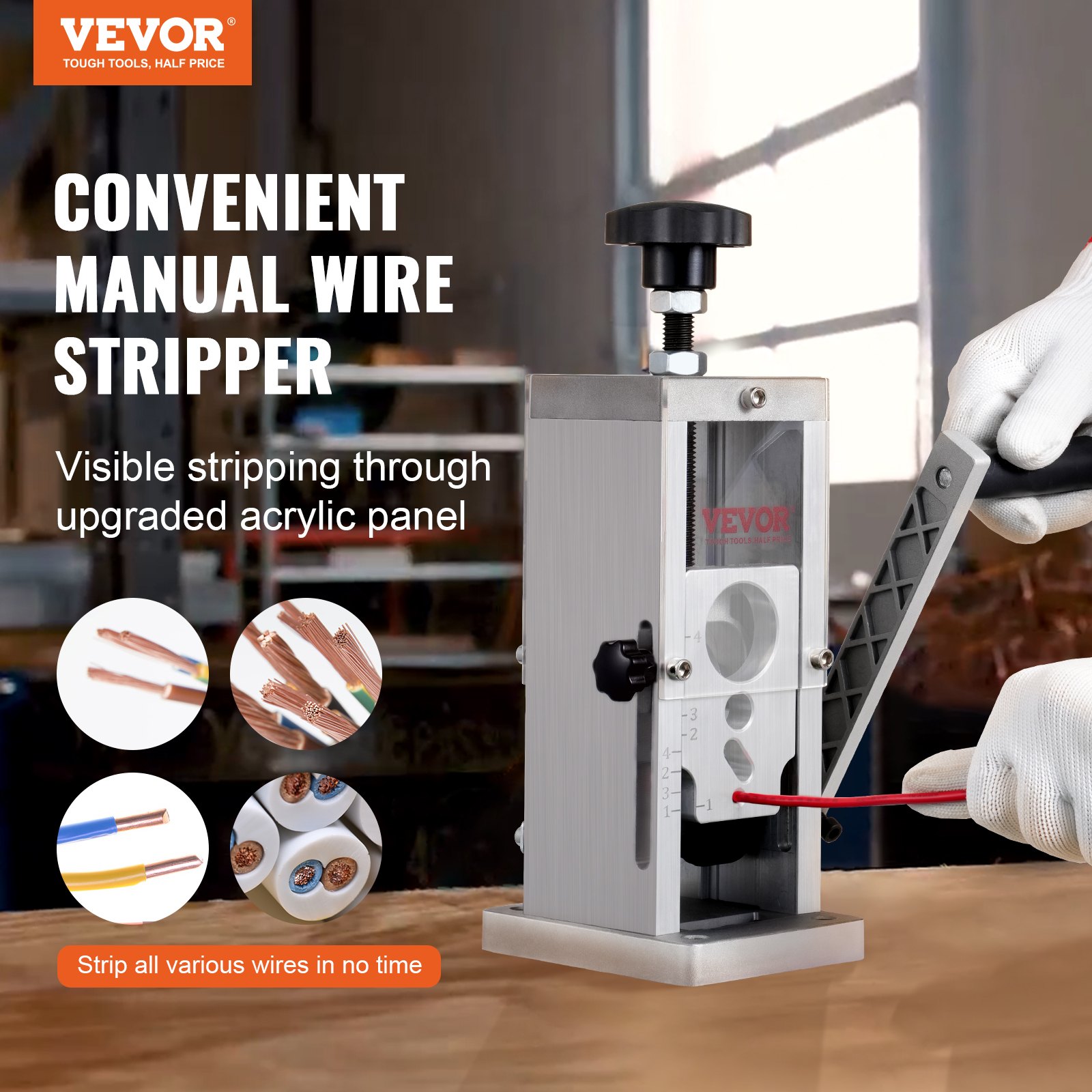 Main product image of Manual Wire Stripping Machine, Hand Crank/Drill Powered, Depth Reference