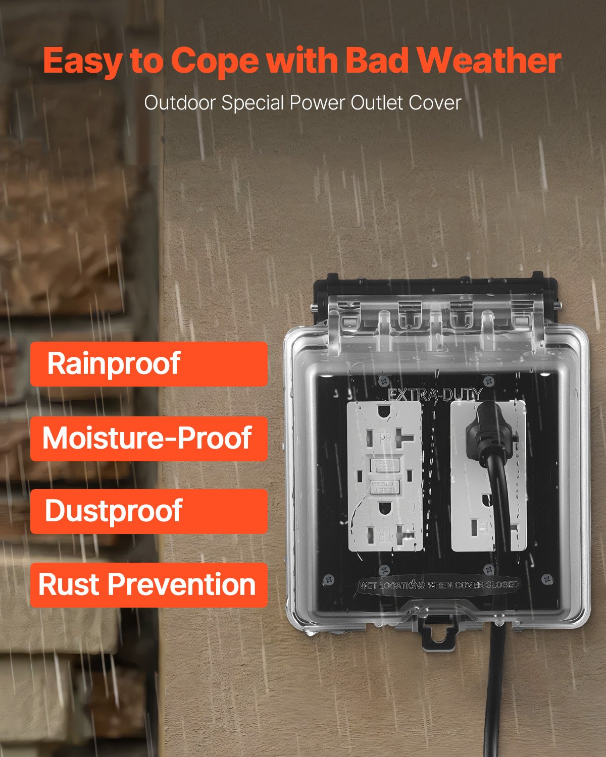 Outdoor Outlet Cover 2-Gang Lockable Weatherproof Electrical Outlet Cover