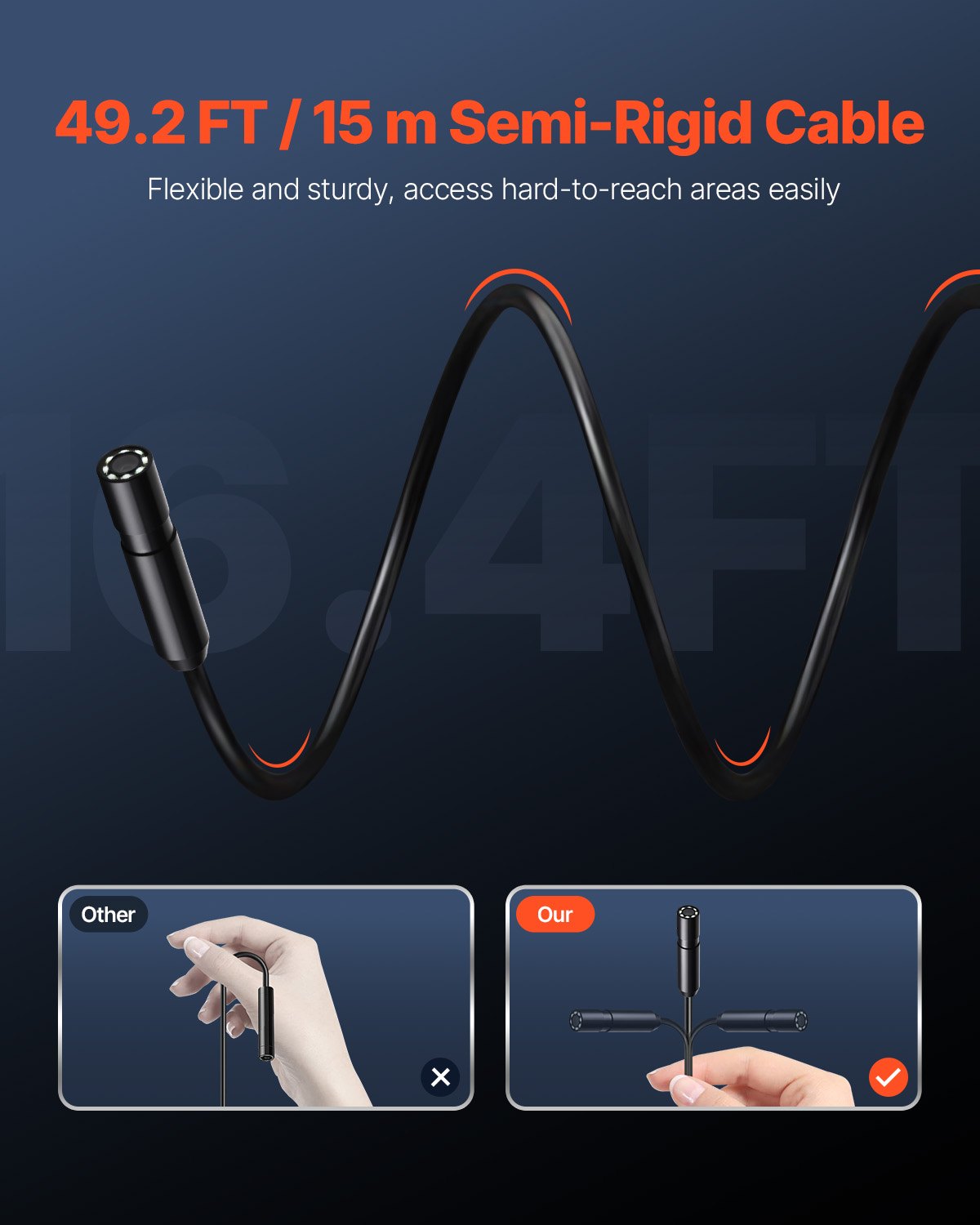 Endoscope Camera 1920P HD Borescope For Android  IOS With 49.2FT Cable