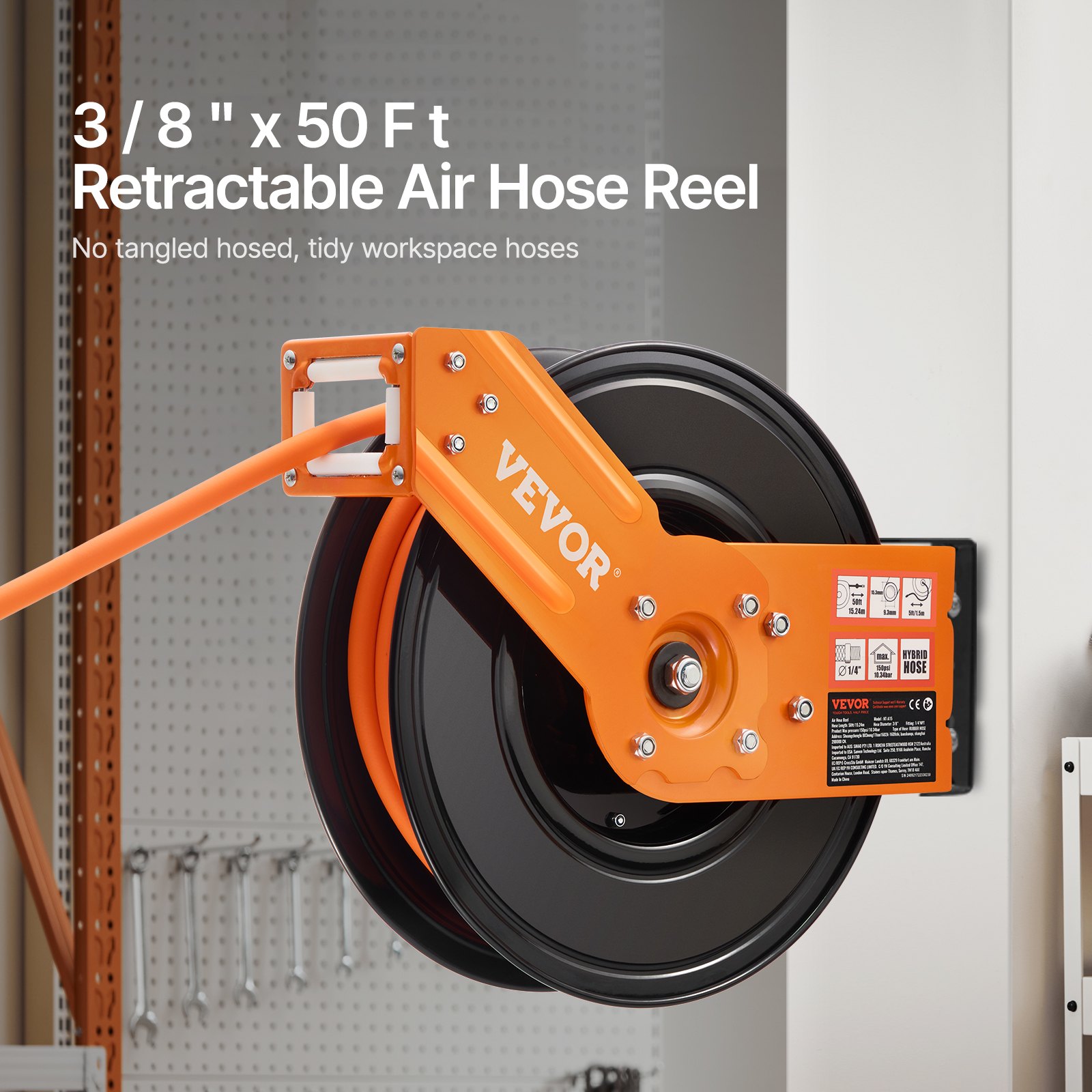 Retractable Air Hose Reel Rubber Air Hose Reel Max 300 PSI
