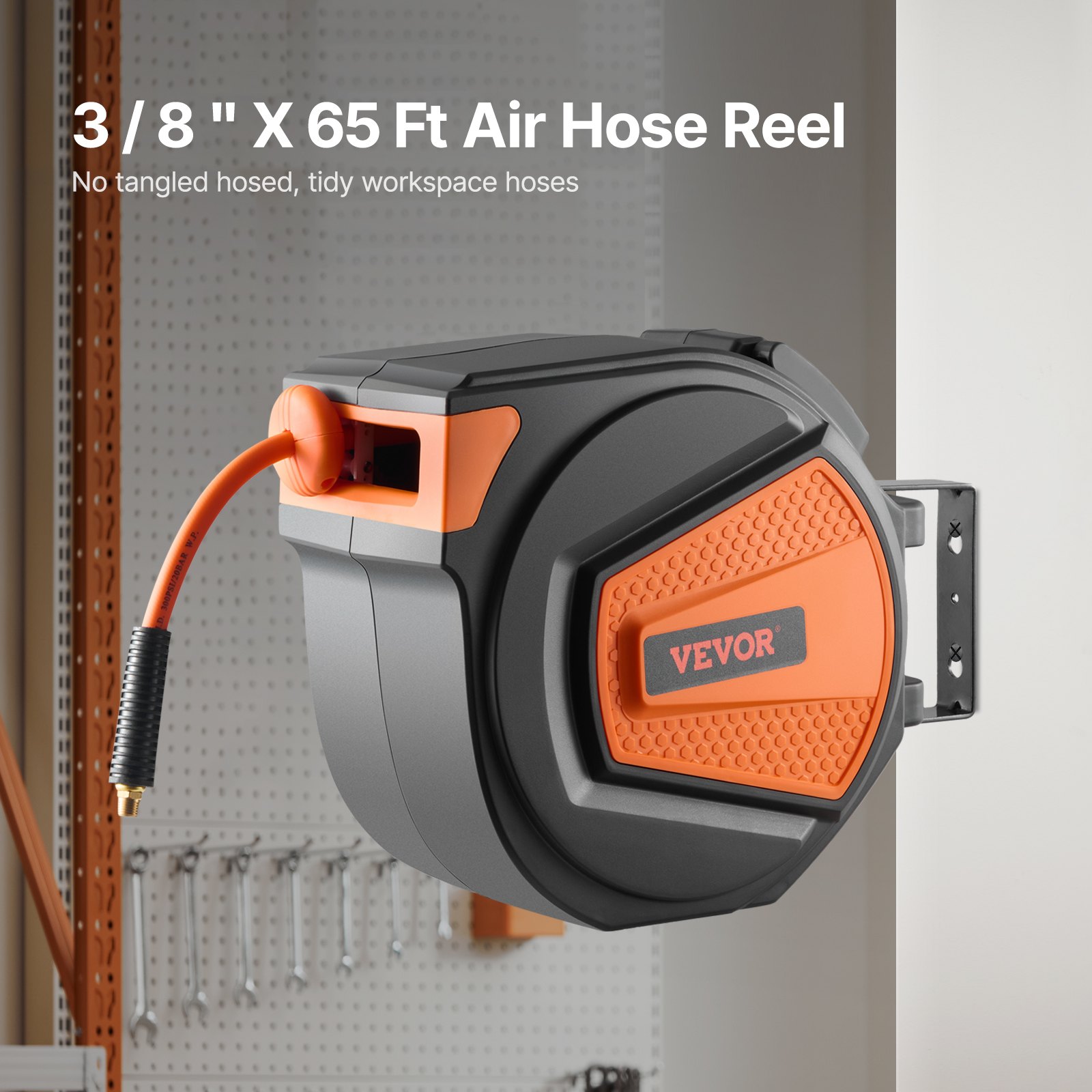 Retractable Air Hose Reel  Hybrid Enclosed Air Hose 300 PSI