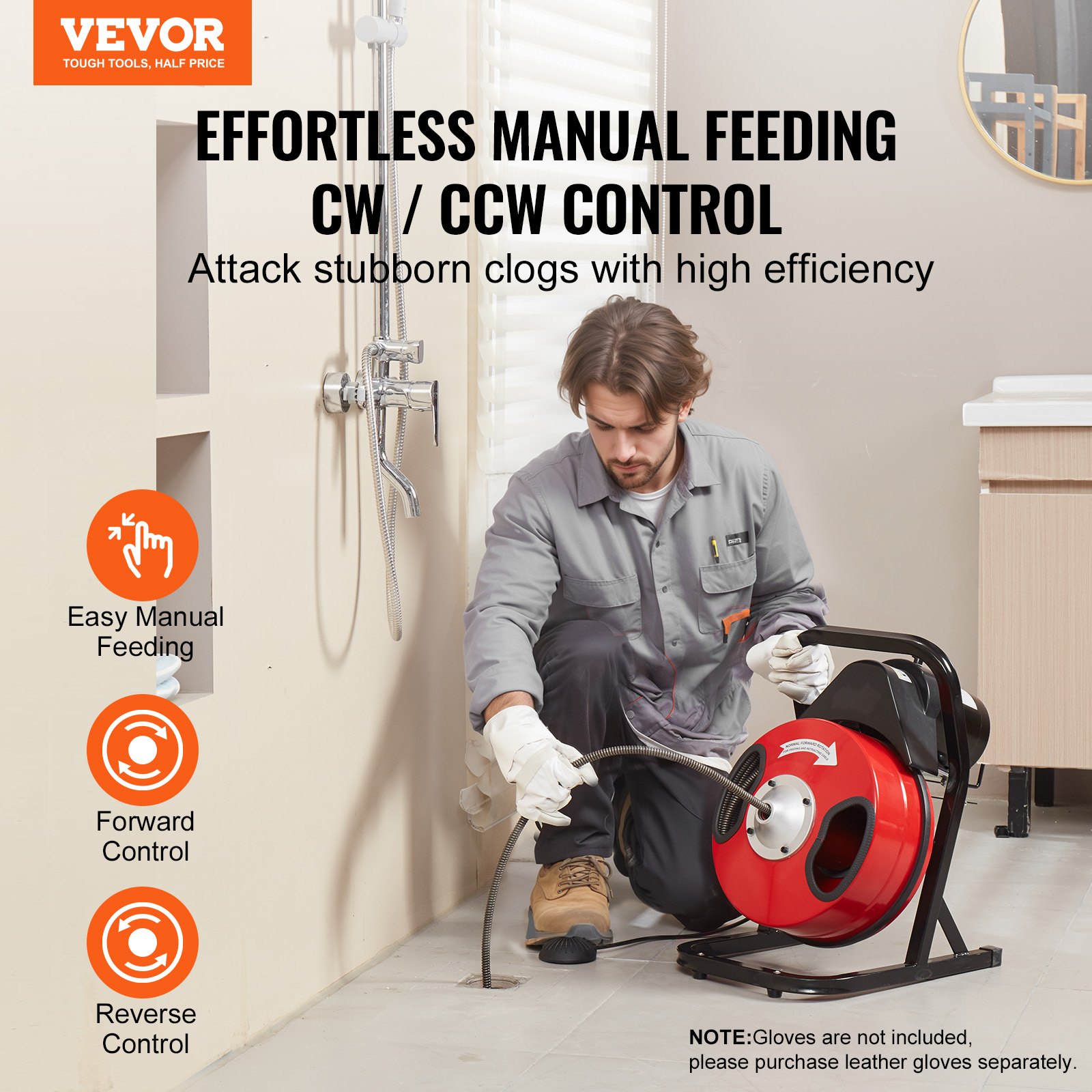 Main product image of 50FT Manual Feed Drain Cleaner Machine with 4 Cutters