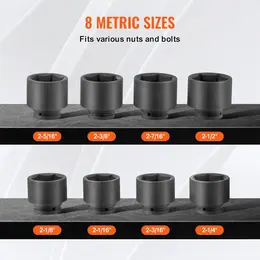 Axle Nut Impact Socket Set Drive 6-Point 8PCS SAE Spindle Nut Socket