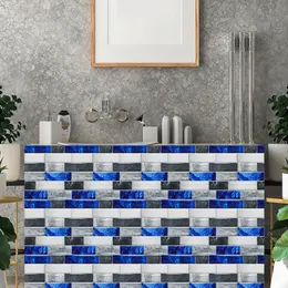 Blue Grey Marble Effect PVC Self Adhesive Marble Kitchen Splashback Tile Waterproof Peel And Stick Wallpaper Easy To Install Easy DIY