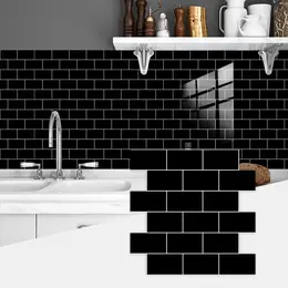 Black Design Glossy Peel And Stick Wall Tiles, Transfer Self-adhesive Waterproof Easy To Clean, Apply To Kitchen And Bathroom Splashbacks