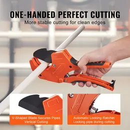 PVC Pipe Cutter, O.D. Ratcheting PVC Pipe Cutter, Heavy Duty Tube Cutting Tool With Spare SK5 Blade For PVC, CPVC, PP-R, PEX, PE, Rubber Hoses