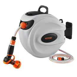 Retractable Hose Reel Water Hose Reel 25m X 1.3cm 180  Swivel Wall-Mounted