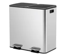 80 Liter Stainless Steel Dual Compartment Trash Can with Lid