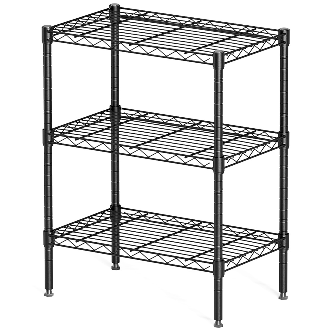 Metal Wire Storage Racks, Adjustable Standing Storage Rack Shelves, Heavy Steel Shelf Units