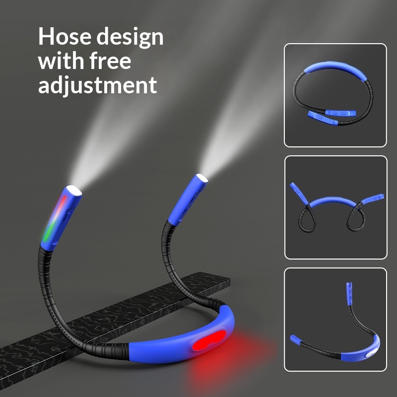 Eye-protecting Neckband Reading Light Outdoor Cycling And Walking Lighting Warning Light Rechargeable Dual-head Work Light
