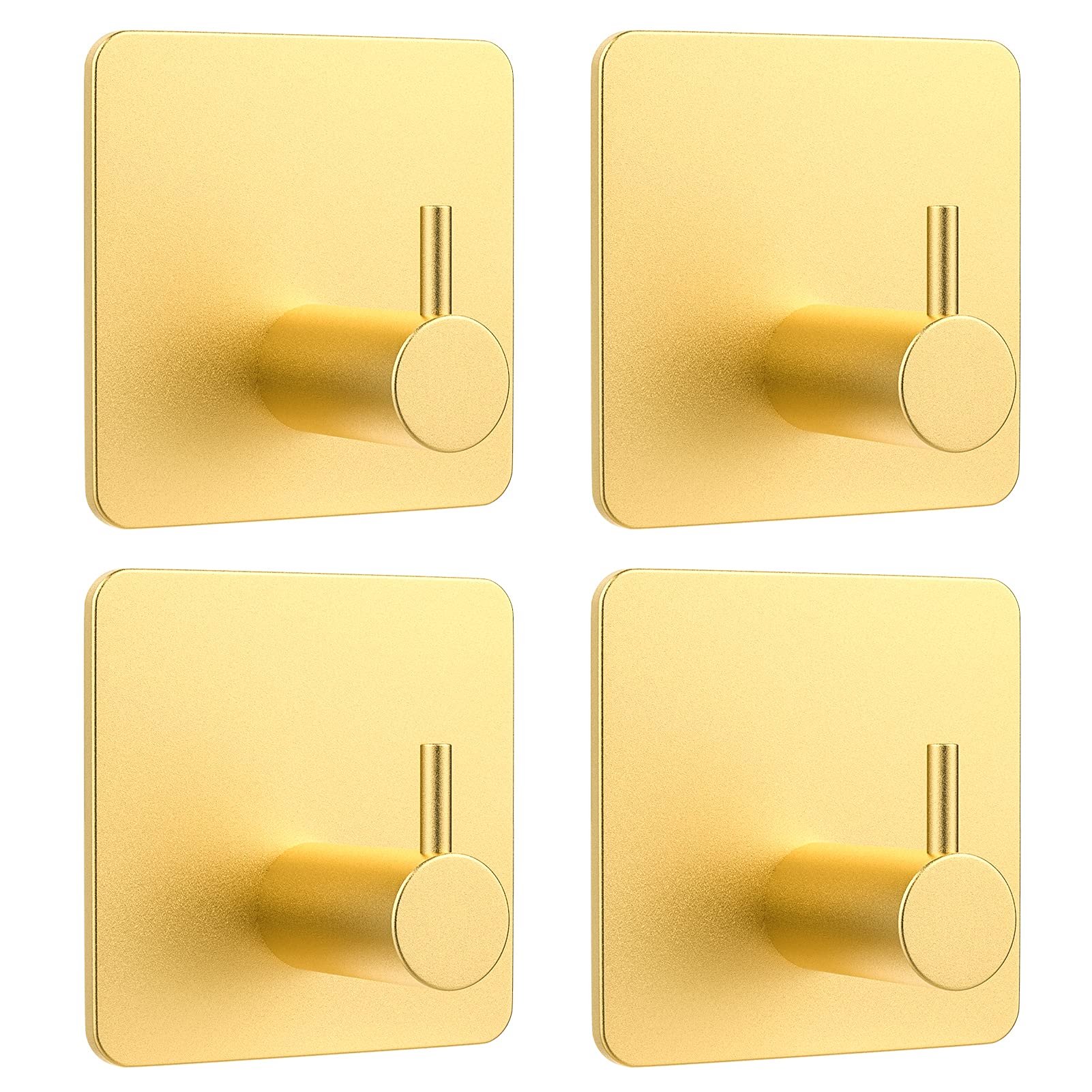 Self-adhesive Towel Hooks, Towel Hooks Without Drilling, Rustproof Coat Hooks, Bathrobe Hooks, Stainless Steel Wall Hooks For Kitchen And Bathroom  Gold - 4 Pack