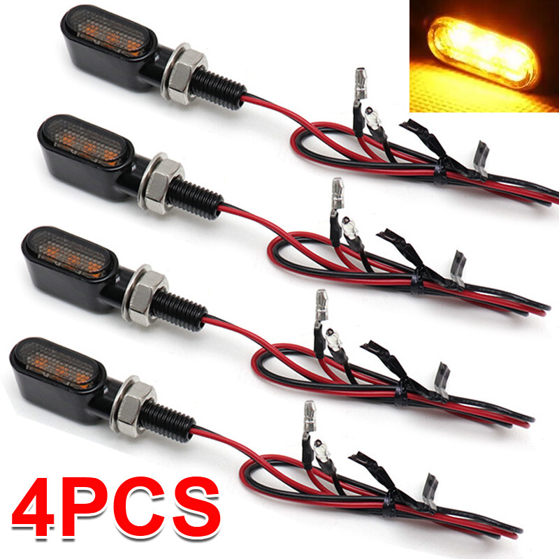 4X Motorcycle Indicator LED Turn Signal Mini Blinker Light Amber Lamp E Marked.