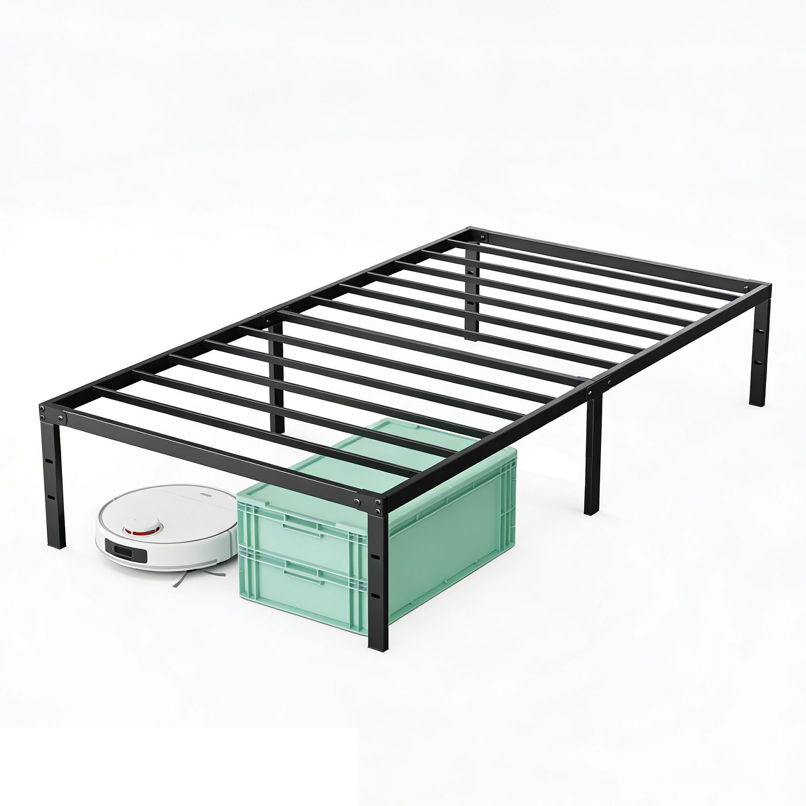 Sturdy And Durable Metal Base Frame, Noiseless Sturdy Steel Crossbars, Under-bed Storage Space, No Need For Box Springs
