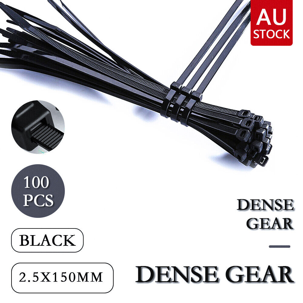 Cable Ties Zip Ties Nylon UV Stabilised 1 0 0pc Bulk Black Cable Tie 150mm X 2.5mm