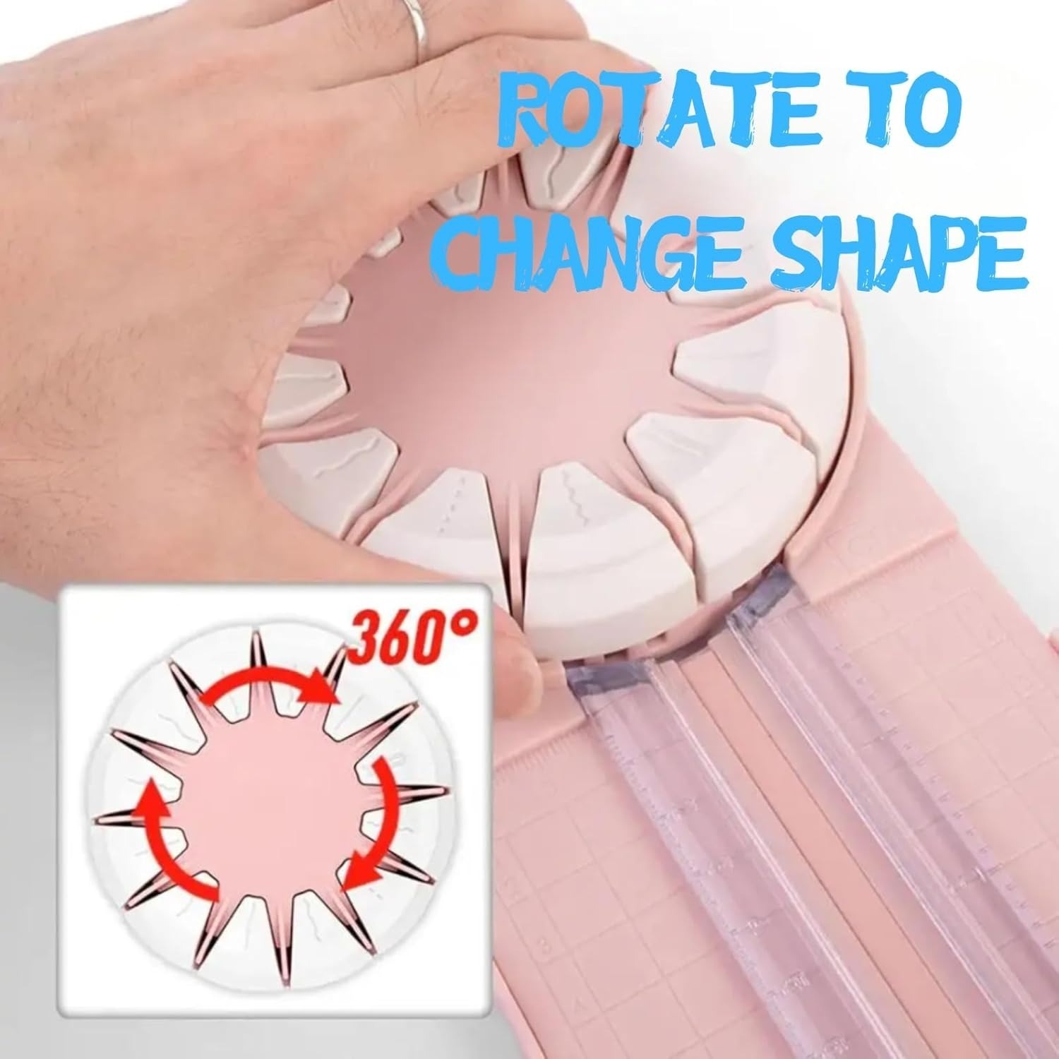 Main product image of Rotary Paper Cutter, 12-in-1, Wavy Edges, Pink