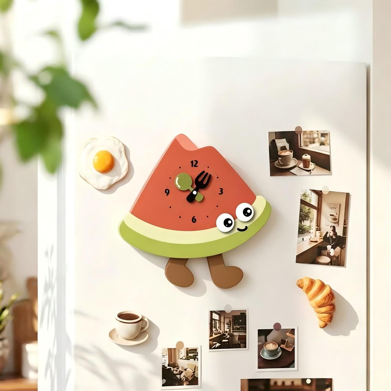 Cute Watermelon Shaped Acrylic Magnetic Fridge Clock