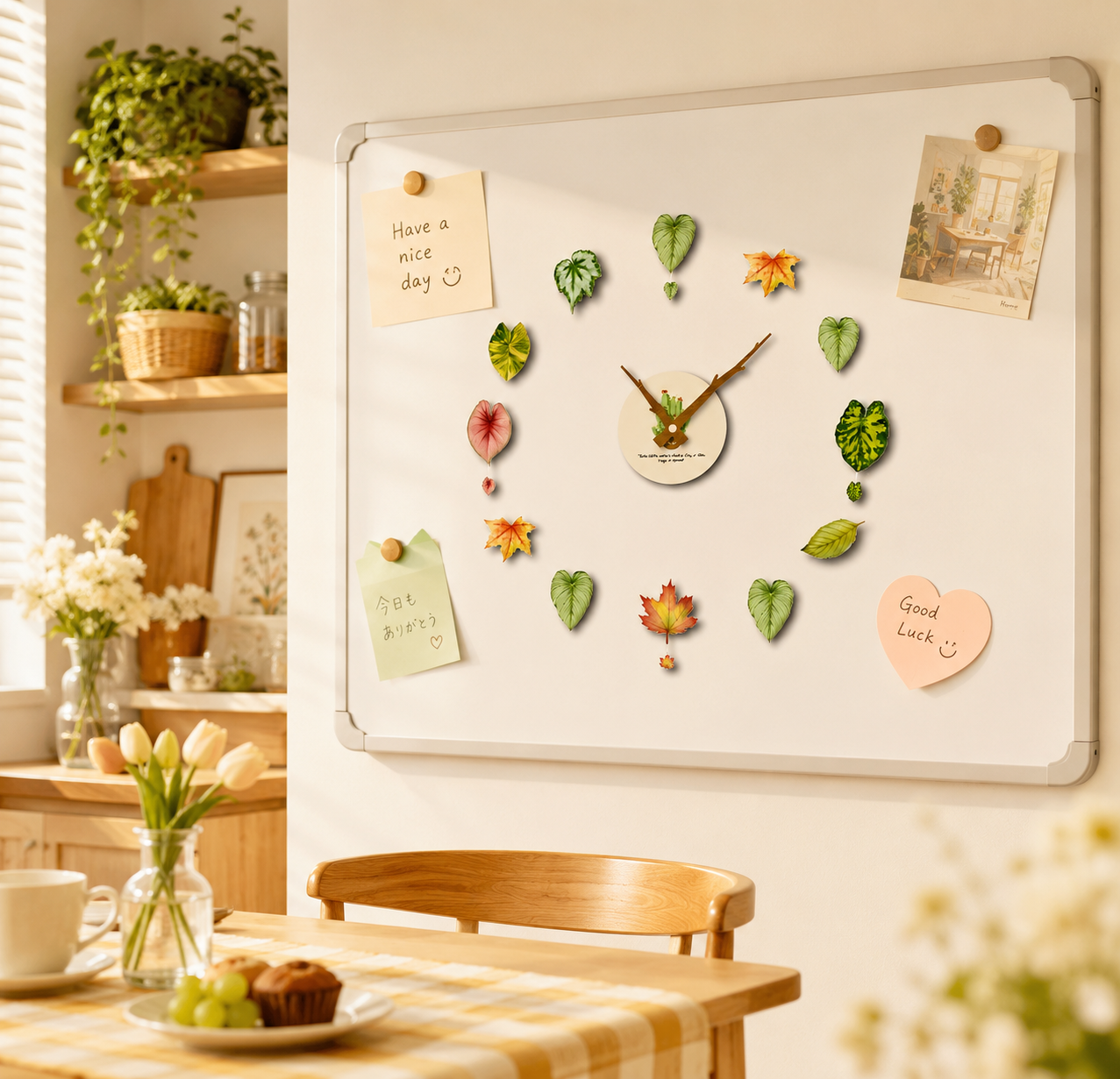 DIY Green Leaf Magnetic Fridge Clock