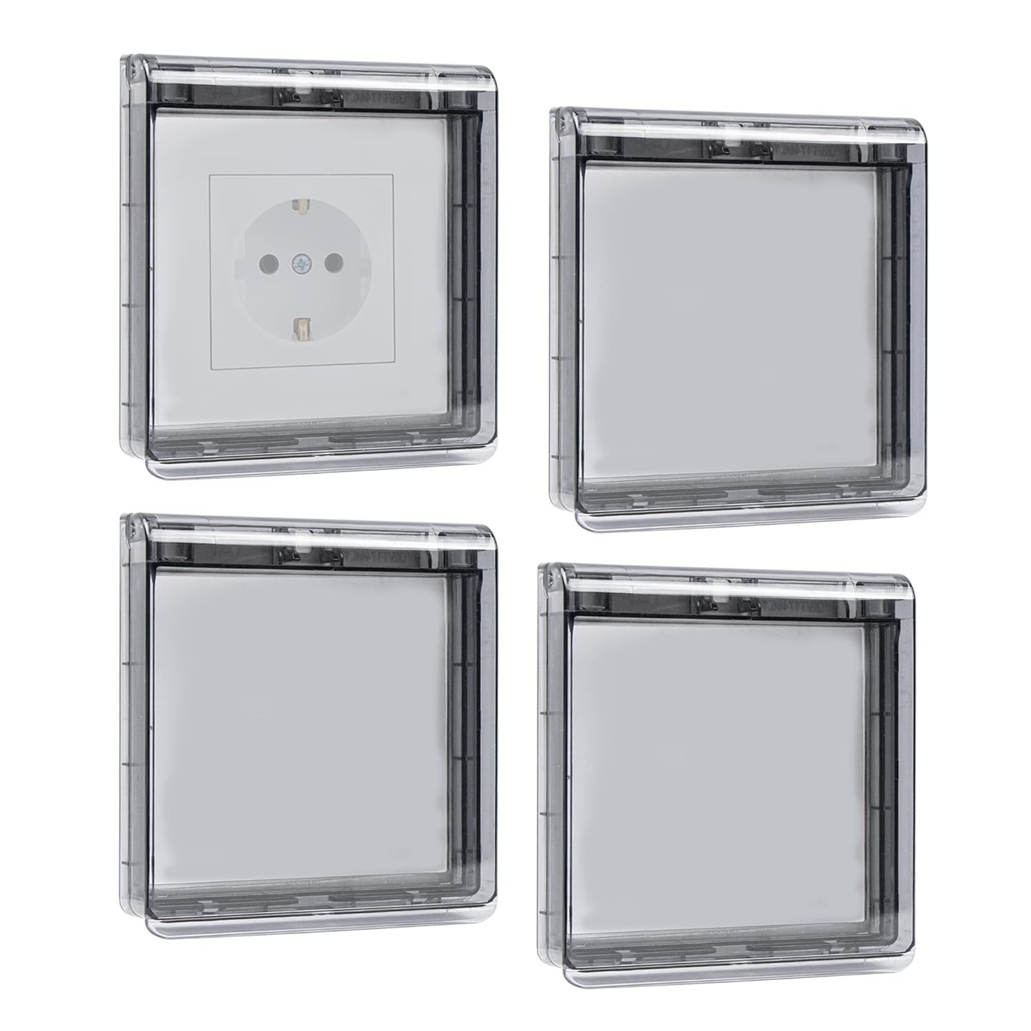 Switch Covers, Outlet Covers, Type 86 Flip Outlet Covers, Ultra-Thin, Self-Adhesive, Waterproof Outlet Protectors For Bathrooms, Home, And Outdoor Use, Black, 4-Pack