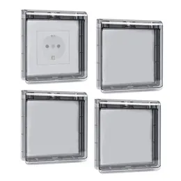Switch Covers, Outlet Covers, Type 86 Flip Outlet Covers, Ultra-Thin, Self-Adhesive, Waterproof Outlet Protectors For Bathrooms, Home, And Outdoor Use, Black, 4-Pack