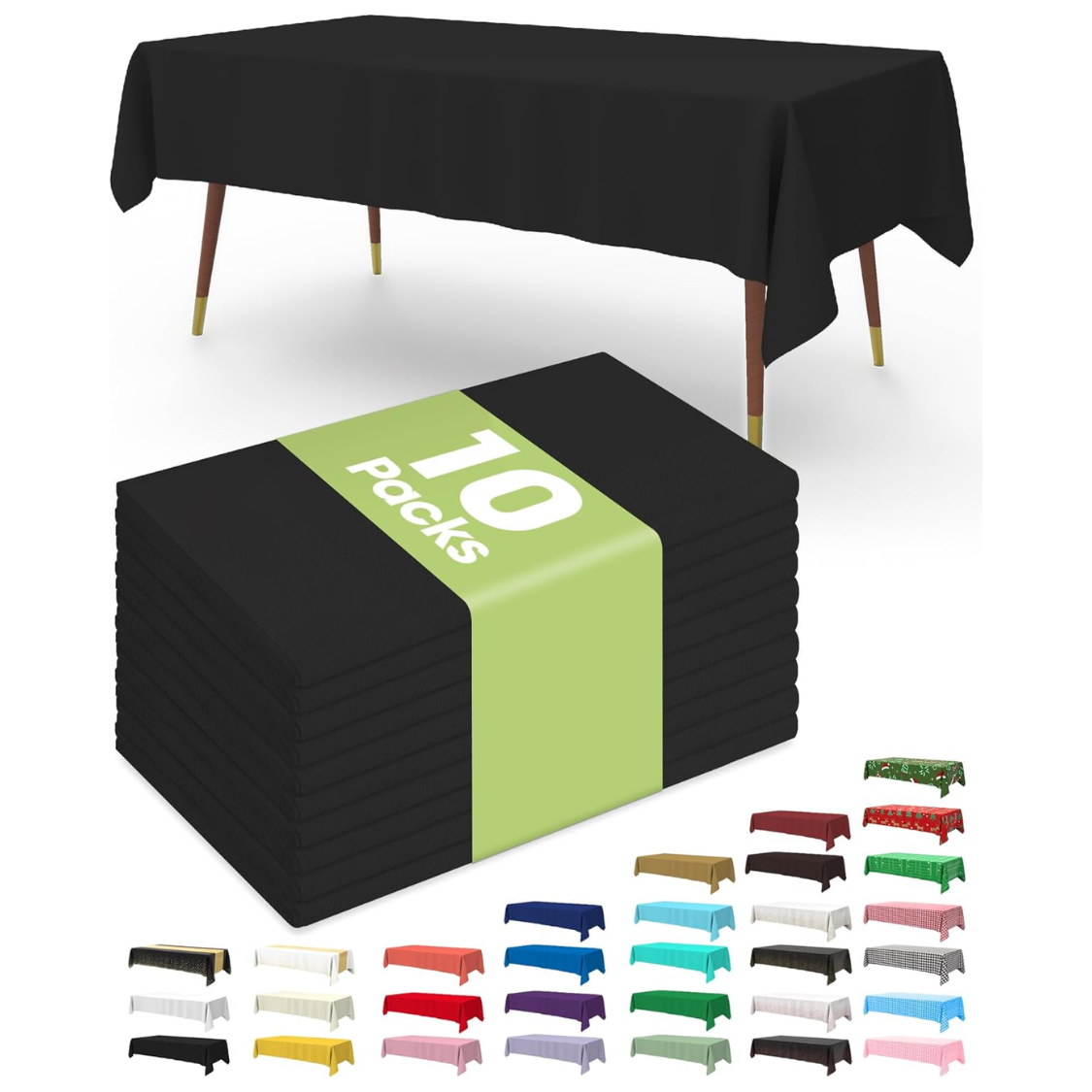 Main product image of Disposable Plastic Tablecloths, 10-Pack for Industrial and Event Use
