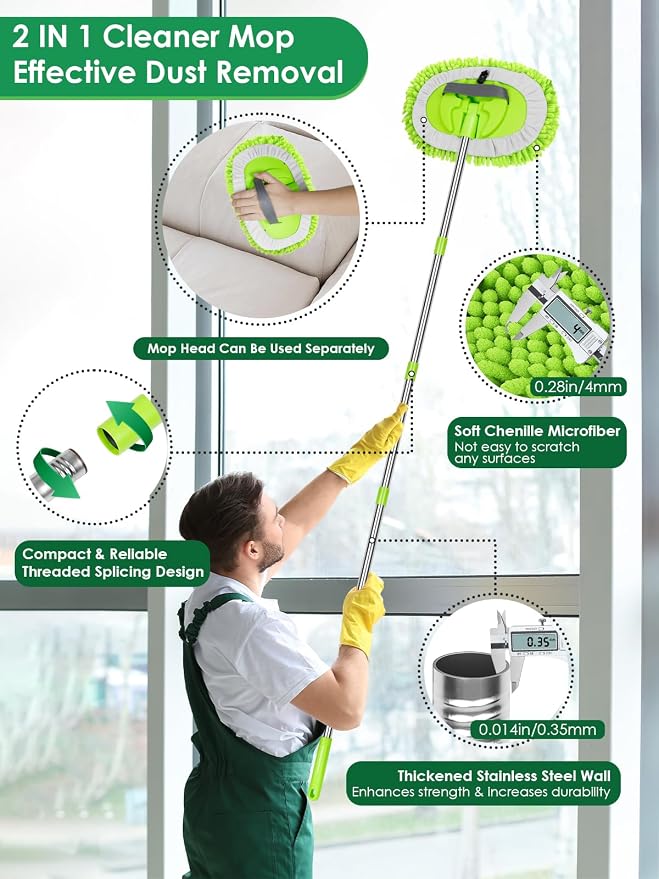 Main product image of Long Handle Chenille Mop for Wall, Ceiling, Floor, Window Cleaning