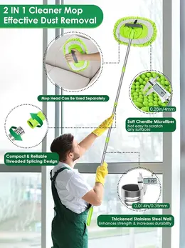 Product image of Long Handle Chenille Mop for Wall, Ceiling, Floor, Window Cleaning