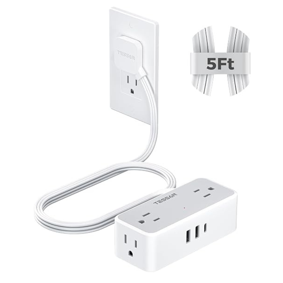 Main product image of 5 Ft Power Strip Extension Cord with 900J Surge Protection