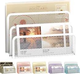 Product image of Mesh Mail Organizer, 3 Slot, White Desktop Letter Sorter