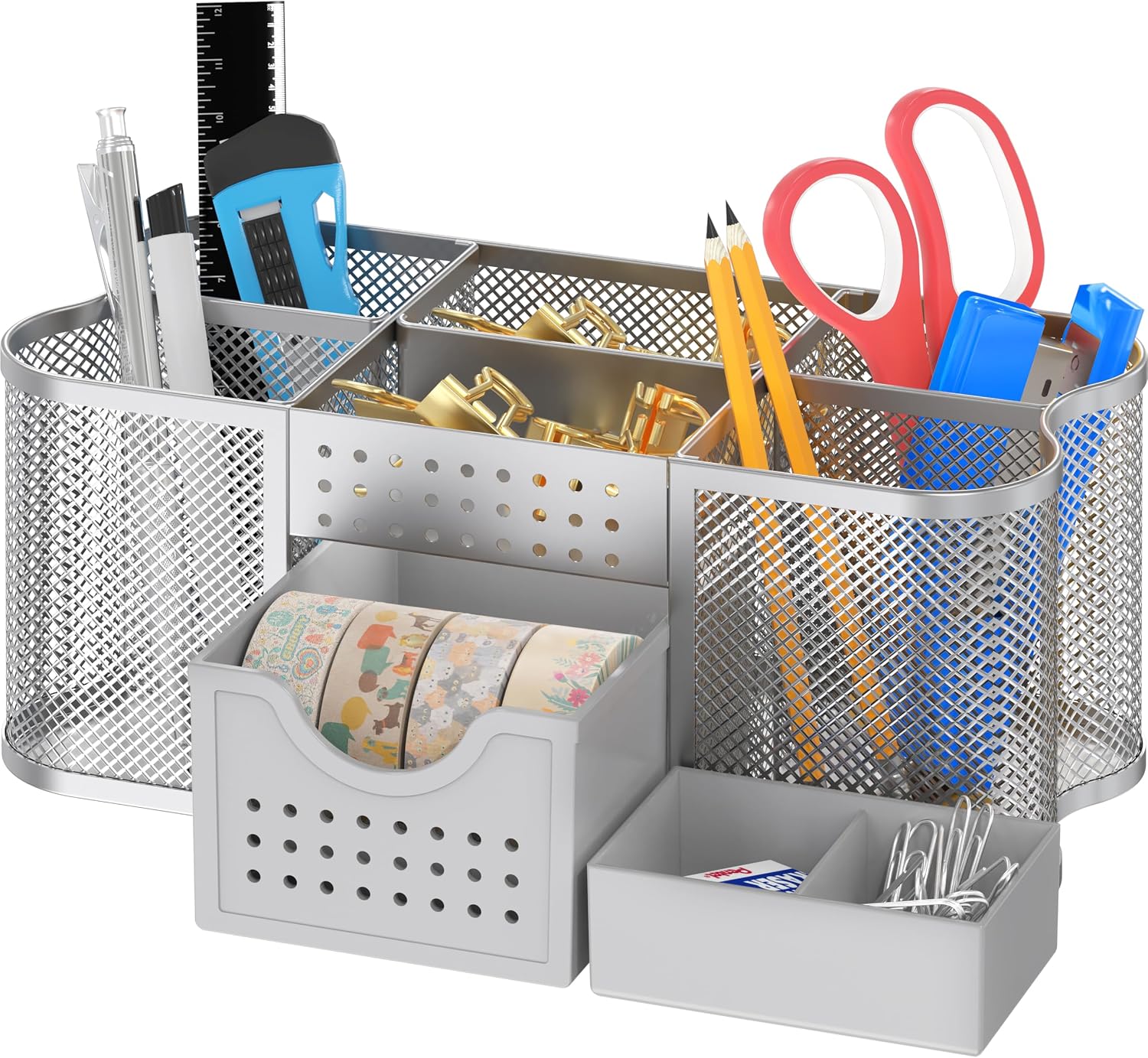 Main product image of Silver Mesh Desk Organizer for Pens, Pencils, and Office Supplies