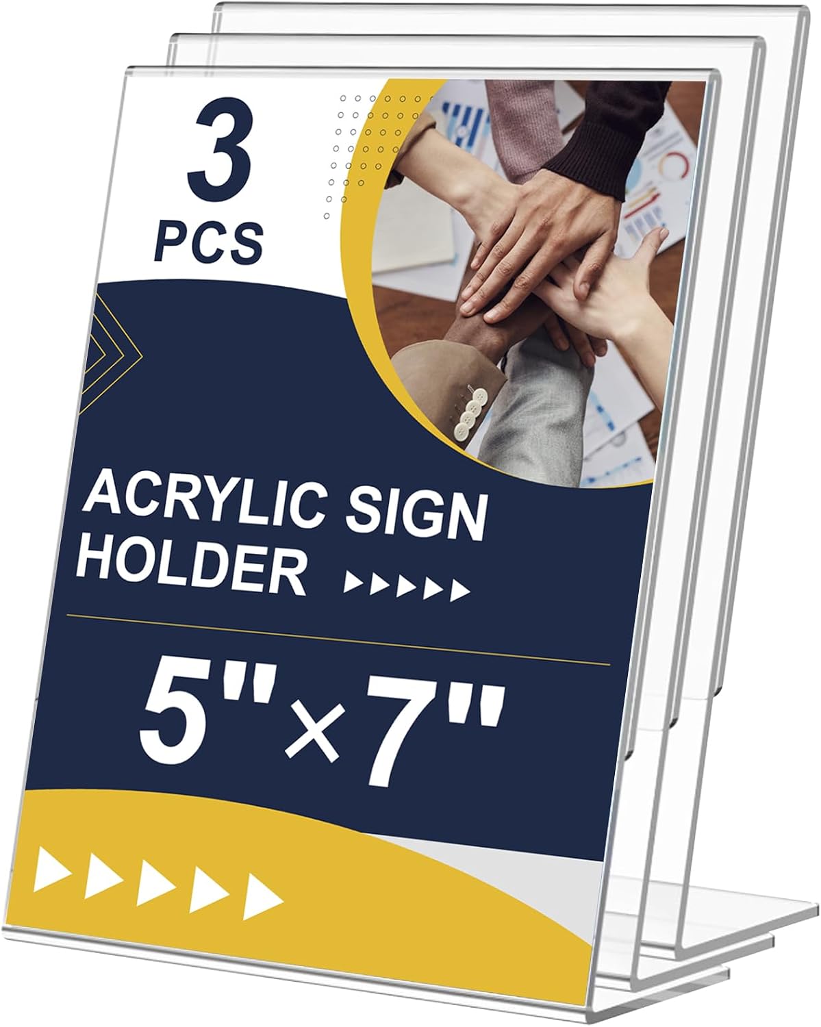 Main product image of Acrylic L-Shape Sign Holders, 5x7 Inch, Clear, 3 Units
