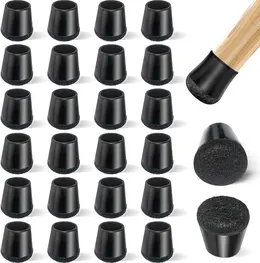 Product image of Silicone Felt Chair Leg Protectors, Round, XS 15-19mm, Black, 24-Pack