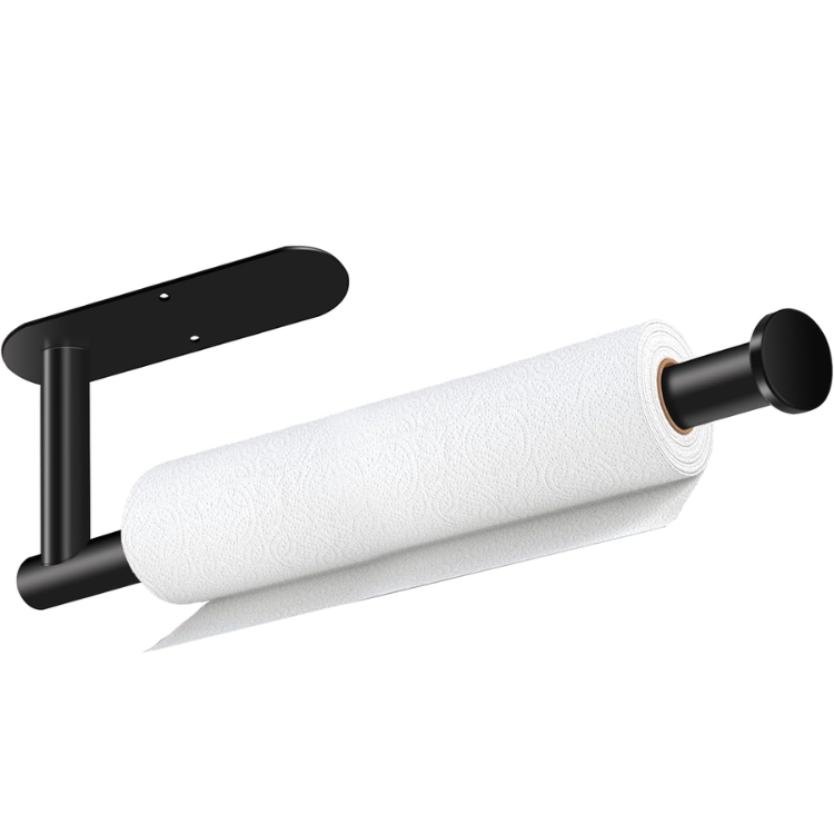 Main product image of Black Paper Towel Holder, Self-Adhesive, Under Cabinet Mount