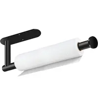 Product image of Black Paper Towel Holder, Self-Adhesive, Under Cabinet Mount