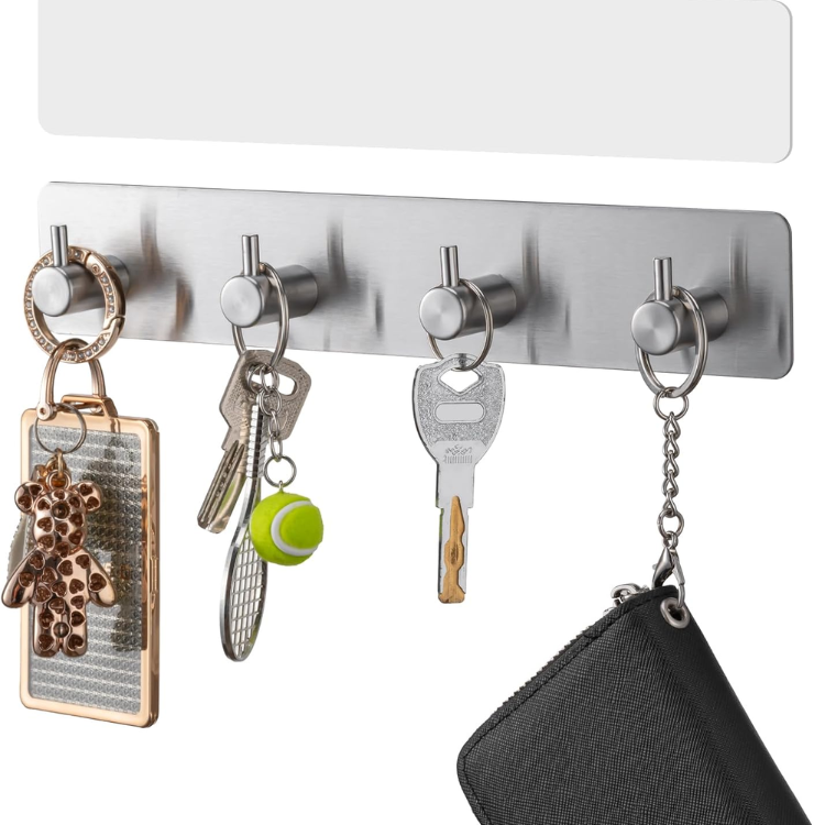 Main product image of Adhesive 4-Hook Key Holder for Wall Mounting