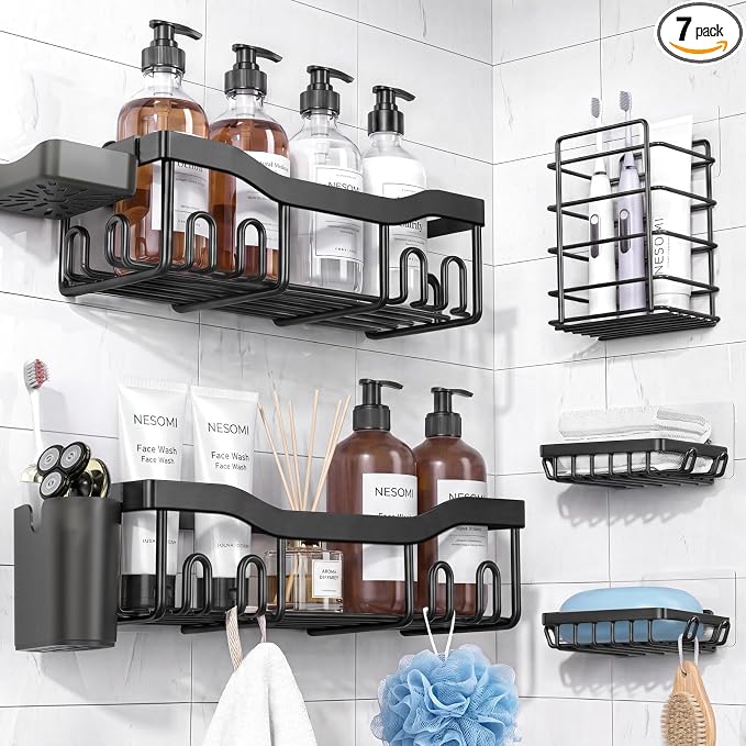 Main product image of 7-Pack Adhesive Stainless Steel Shower Caddy Set
