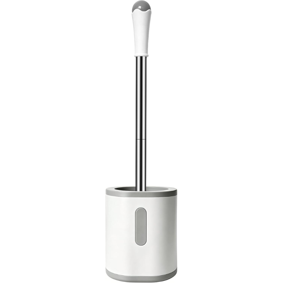 Main product image of Compact Toilet Brush Holder, Stainless Steel Handle, Space Saving For Storage, Deep Cleaning, Drip Proof, Easy To Assemble, Nylon Bristles