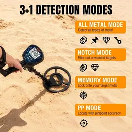 High-Precision Professional Adult Metal Detector, 4 Modes, 10 Inch IPX7 Waterproof Probe, LCD Display Complete Treasure Hunt Kit Including Earphones, Carrying Bag And Shovel.
