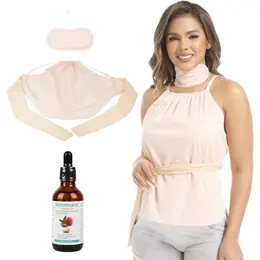 Castor Oil Vest Pack Wrap, 2Oz Organic Cold Pressed Glass Bottle Oil, Soft Organic Cotton Flannel & Waterproof PUL, Reusable Massage Castor Oil Pack Kit