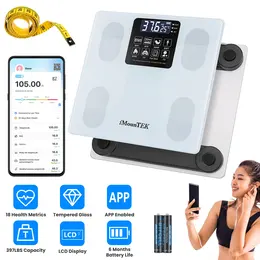 Smart Digital Scale For Body Weight High Accuracy BMI Weight Scale Full Body Composition Analysis Sync With APP 4mm Tempered Glass 397LBS Capacity LCD Display